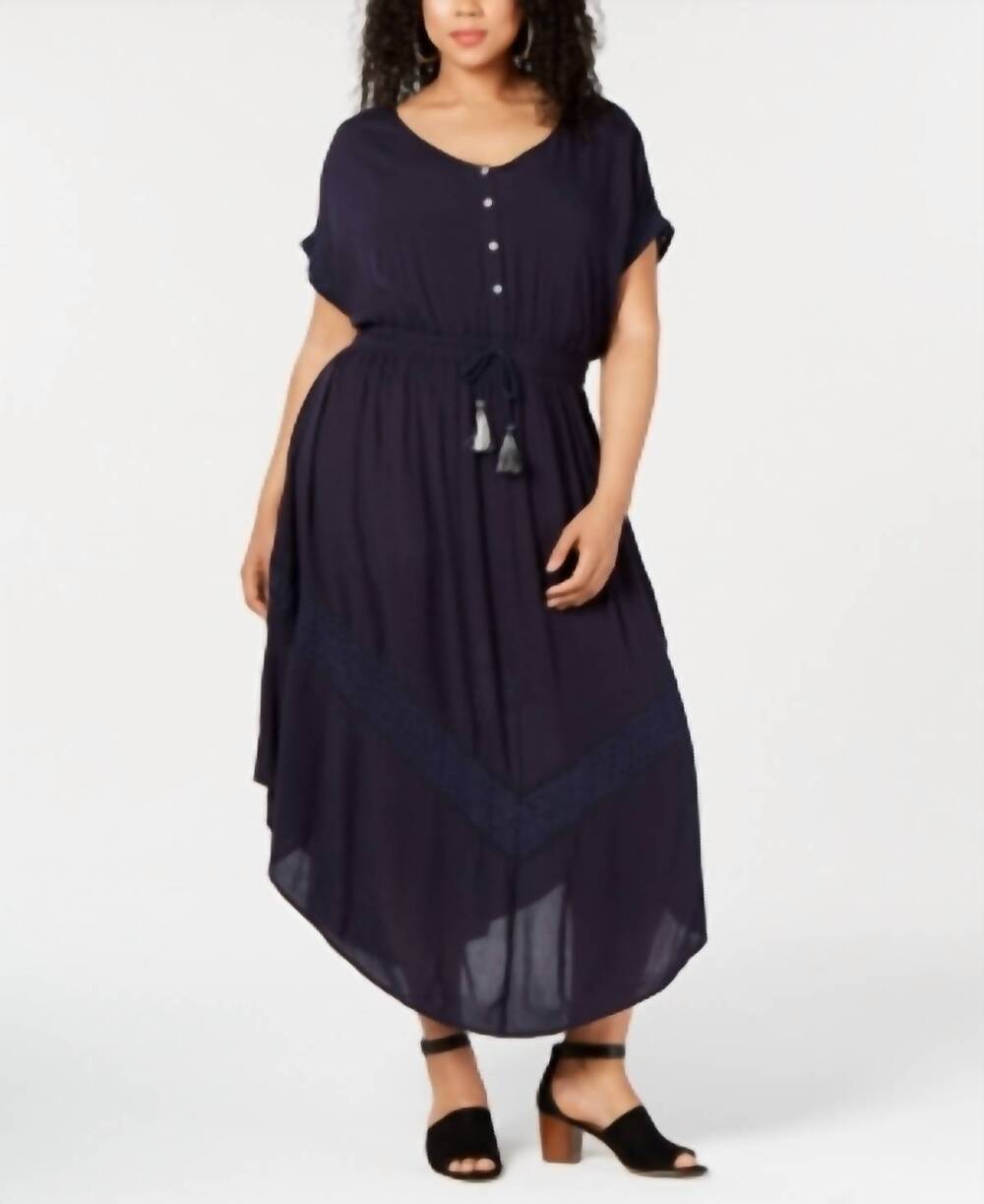 NEW STYLE & CO. women's eyelet trim drawstring waist dress - plus in industrial